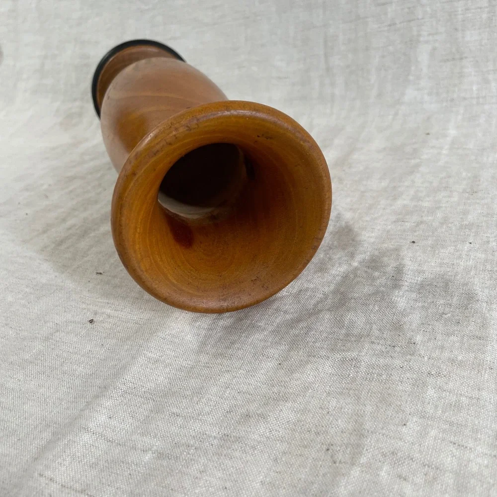 Brown Hand Turned Wood Vase Mid Century Modern Vintage 8